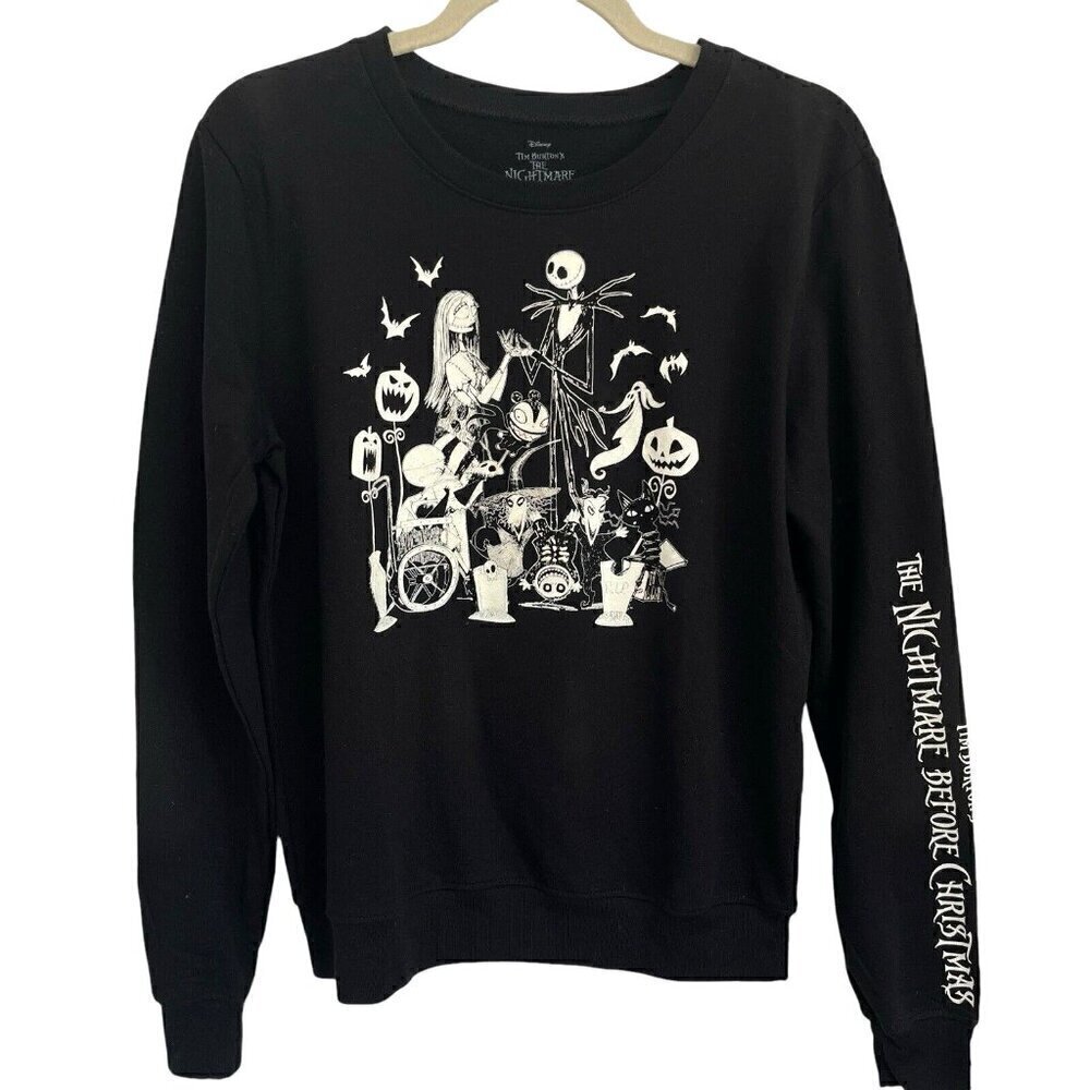 Glow in the Dark Nightmare Before Christmas Long Sleeve T Shirt Black Tee Sz M